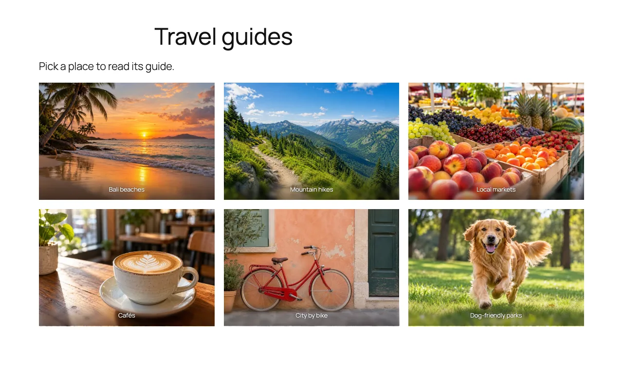 Every image in a gallery opens the page you chose for it, like a guide, a product or a partner's site.