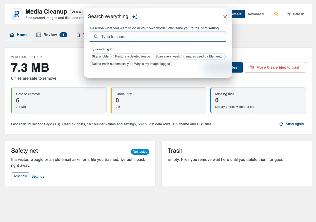Settings search: describe what you want in your own words.