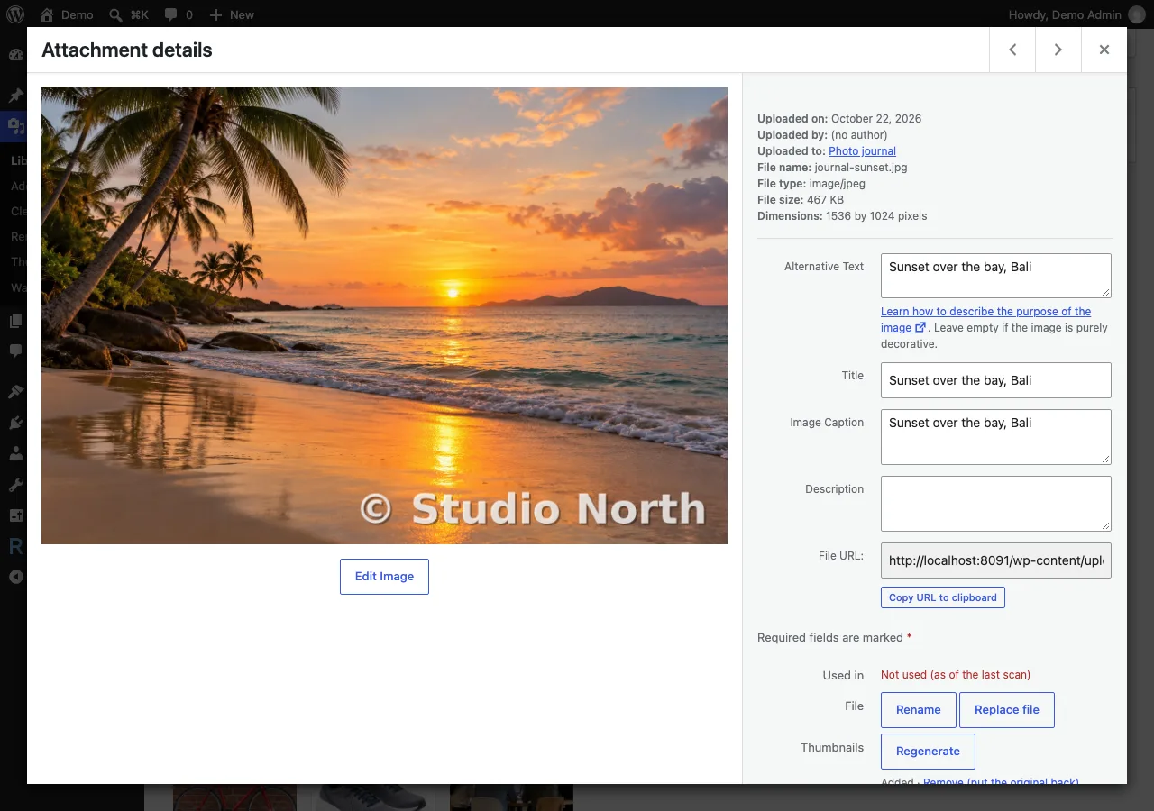 Add or remove the watermark on one image from the Media Library.